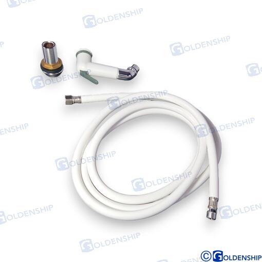 WHITE ABS SHOWER WITH SHUT-OFF