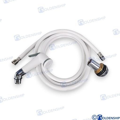 WHITE ABS SHOWER WITH SHUT-OFF
