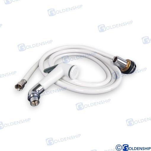 WHITE ABS SHOWER WITH SHUT-OFF
