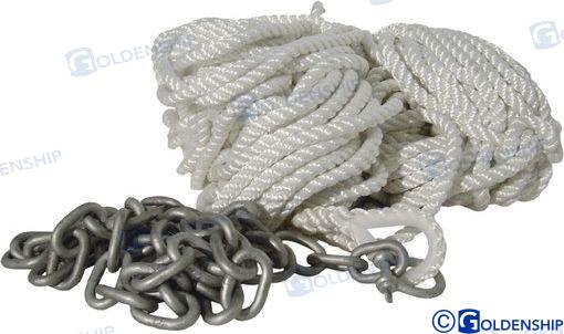 ANCHOR ROPE 8mm x 30m with chain (1,5m)