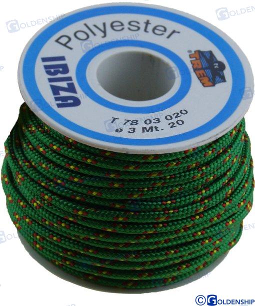 POLYESTER BRAIDED ROPE 2.5 MM.GREEN IBIZ
