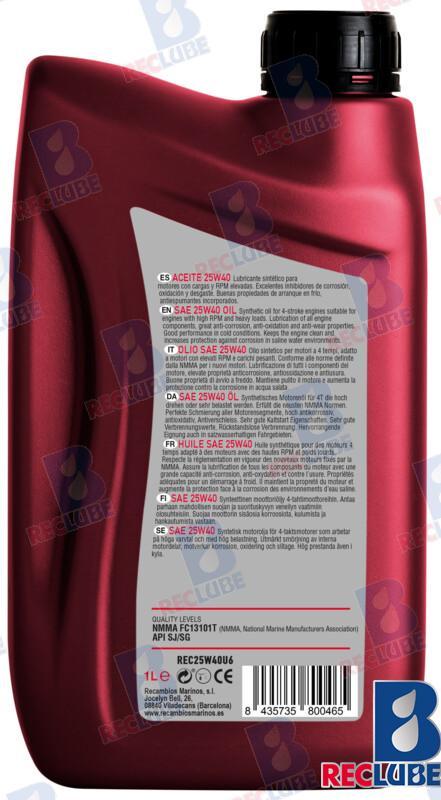 6 litri di OLIO SINTETICO PER MOTORI DI BARCA RICLUBATO SAE 25W-40, 1L (6 PEZZI)