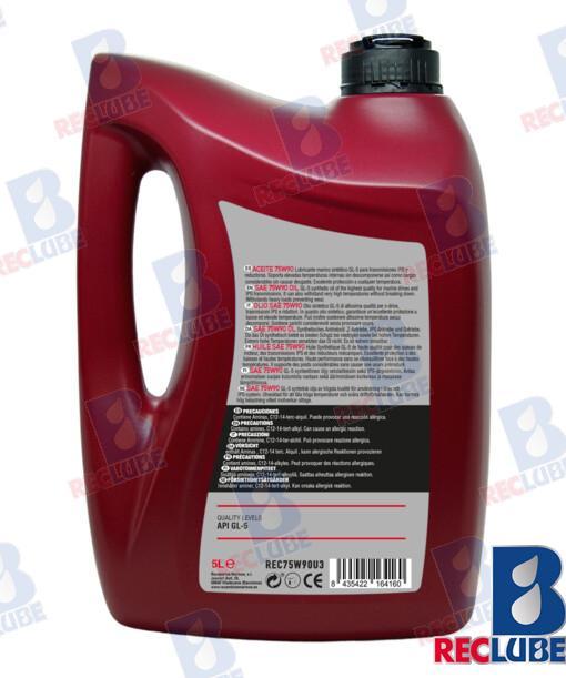 15 liters SAE 75W-90 GEAR OIL IPS, FULLY SYNTHETIC. RECLUBE, 5L (3 PIECES)