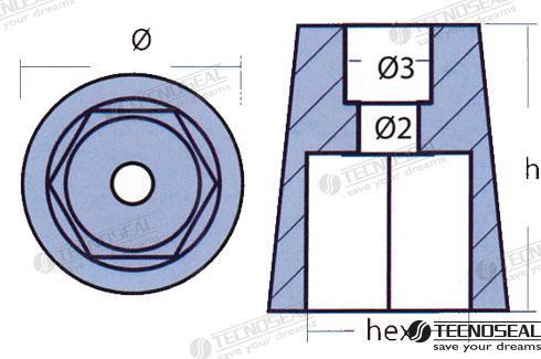 ANODE RADICE HEXAGONAL SHAFT 55