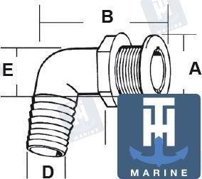 THRU HULL SCUPPER 90° FOR 38 MM. HOSE